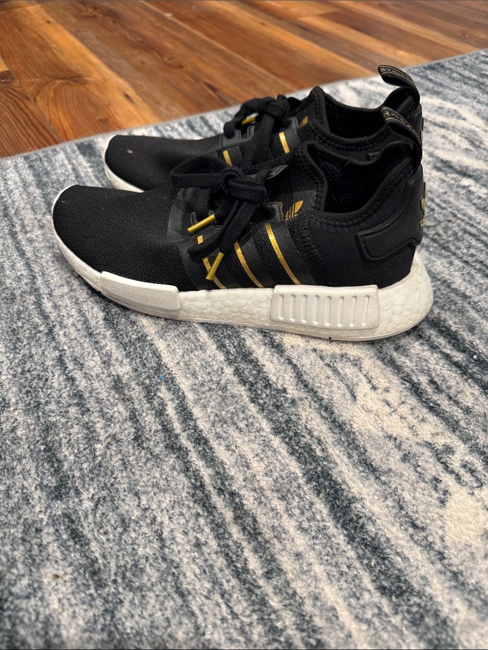 adidas Women's Black with Gold Accent NMD R1 Sneakers - Picture 3 of 5